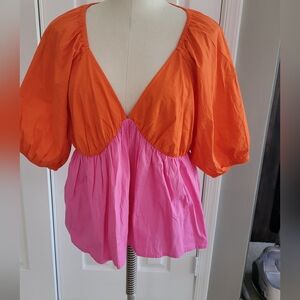 Orange and pink blouse by Boohoo